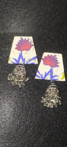 Floral Fabric Jhumka Earrings