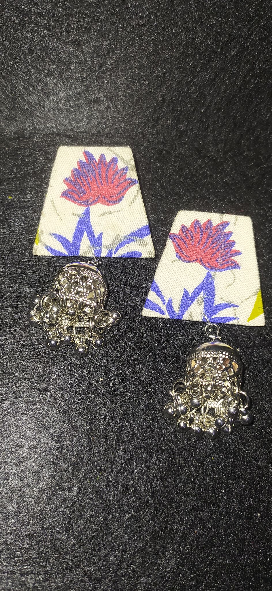 Floral Fabric Jhumka Earrings