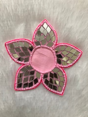 Handcrafted mirror decorated flower rangoli patch