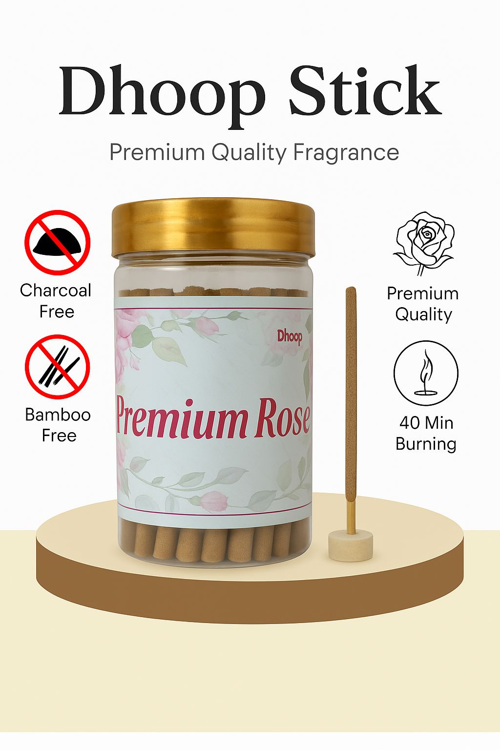 Premium Rose Dhoop Sticks