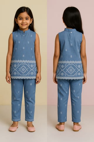 Sky Bloom Kurti Set