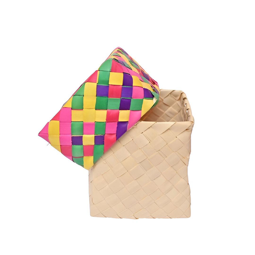 Palm Leaf Multicolour Lid Gift Box – Eco-Friendly Handmade Packaging
