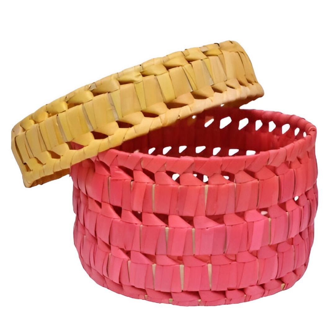 Handcrafted Palm Leaf Round Gift Box – Eco-Friendly, Biodegradable Storage for Jewellery & Hampers