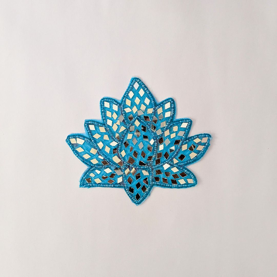 Mirror Work Lotus Rangoli Patch