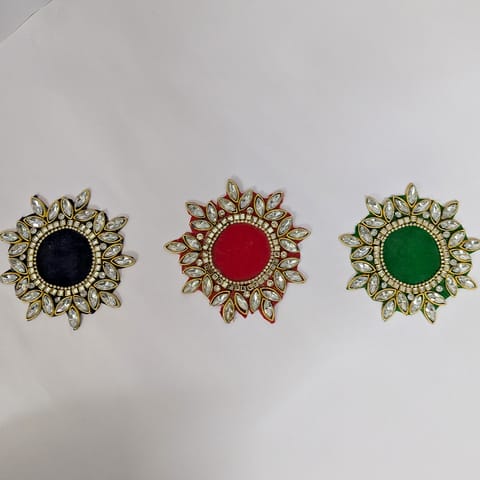 Handcrafted Crystal & Beaded Rangoli Patch – Elegant Decorative Piece