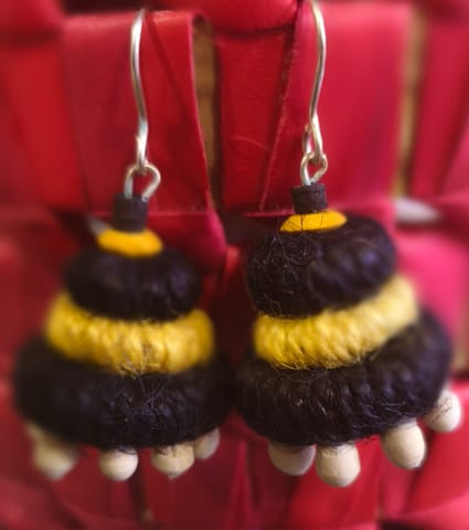 Handcrafted Double Jhumka Earrings – Eco-Friendly Jute Threads, Ethnic Design with a Modern Twist