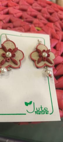 Jute flower earring