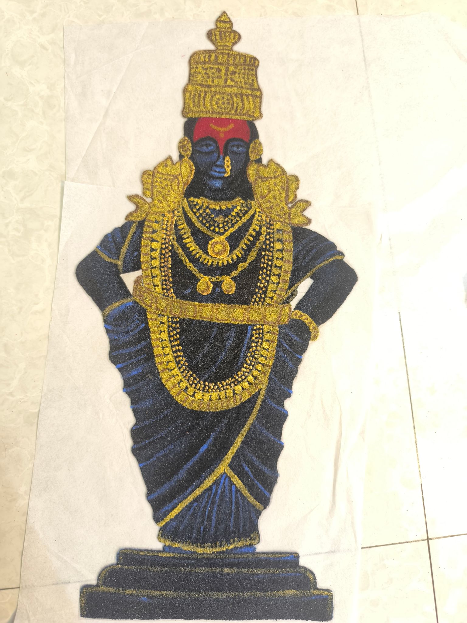 विठ्ठल रुक्मिणीची रांगोळी तयार