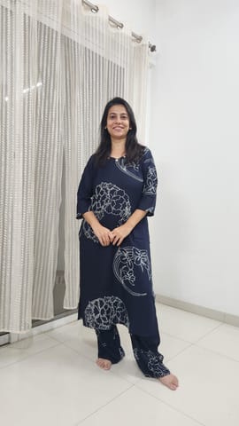 Navy Blue Flower print