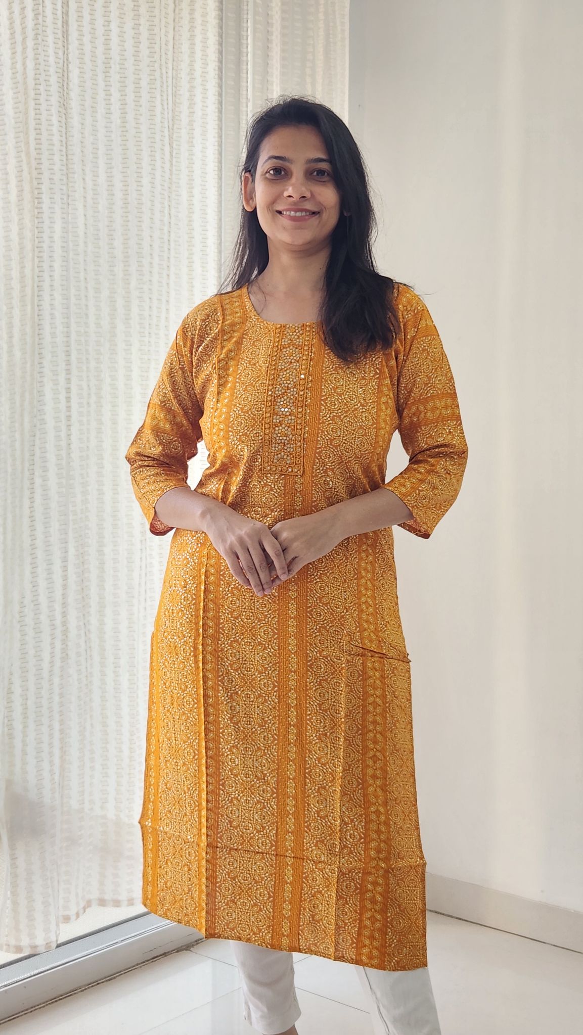 Musturd Yellow straight kurta